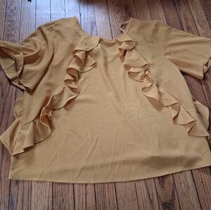 Love J - Women's Gold Lightweight Ruffle Casual Blouse. Size XL. NWT